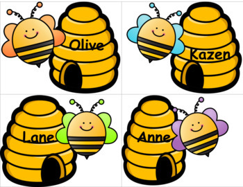 EDITABLE NAME TAGS BEE THEME by Learning with Louise