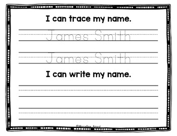 Editable Name Tracing & Writing Practice Worksheets Morning Work Activity Kinder