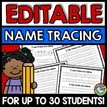 Preview of EDITABLE NAME TRACING & WRITING PRACTICE WORKSHEETS MORNING WORK ACTIVITY KINDER