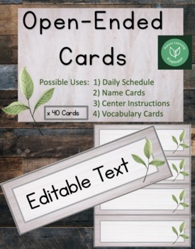 Preview of EDITABLE NATURE CARDS | Daily Schedule | Name Cards | Centers | Vocabulary