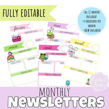 Preview of EDITABLE NEWSLETTERS FRENCH | NEWSLETTER TEMPLATES | FRENCH | Google Slides |