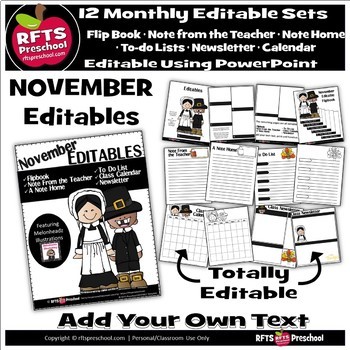 Preview of EDITABLE NOVEMBER -FLIP BOOKS - MONTHLY NEWSLETTERS - CALENDARS  - TO-DO-LIST