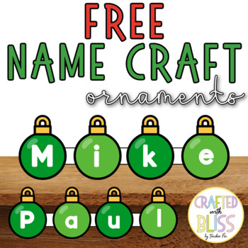 Preview of Free Editable Christmas Name Craft Ornament