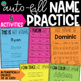 EDITABLE Name Practice - 5 auto fill activities for Name W
