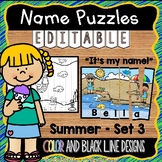 Summer Name Practice Activity Puzzles EDITABLE