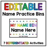 EDITABLE Name Practice Bin - Skills for ECE and SPED