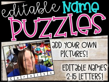 Preview of EDITABLE Name Puzzles - Name Practice Puzzles