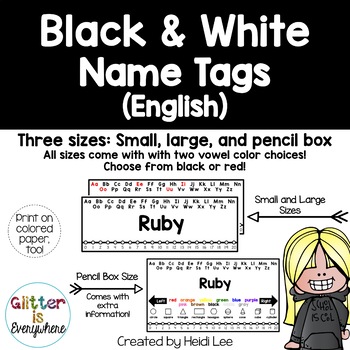 Editable Desk And Pencil Box Name s Black And White English