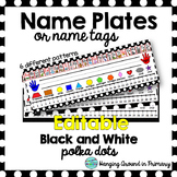 EDITABLE Name Tags / Name Plates - 2D Shapes - Black and W