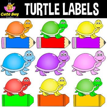 Preview of EDITABLE Name Tags / Name labels - Turtle Theme | Classroom Decor | Clipart