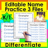 EDITABLE Name Writing Practice Worksheets Kindergarten Fir