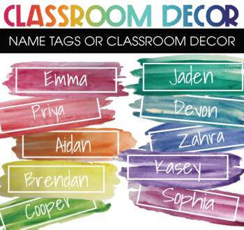 Preview of Editable Name Tags Watercolor theme