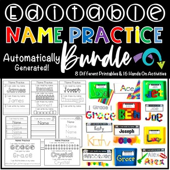 Preview of EDITABLE Names BUNDLE Hands-On Activities and Tracing Worksheets