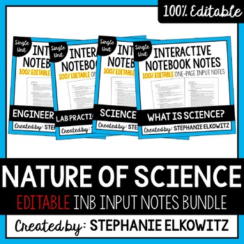 Preview of Intro to Science / Nature of Science Input Notes Bundle | 100% Editable