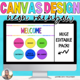 EDITABLE Neon Rainbows Canvas & Schoology Design Buttons, 