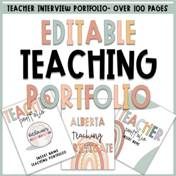 Preview of EDITABLE Neutral Calm Colour Teacher Portfolio l Teacher Interview Portfolio