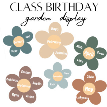 Preview of EDITABLE Neutral Class Birthday Garden Display | Modern Boho