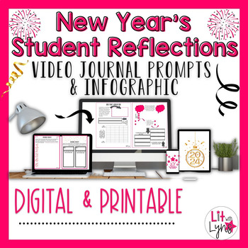 Preview of EDITABLE New Year Student Reflection, Video Prompts, Infographic - Update Yearly