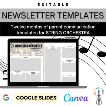 Preview of EDITABLE Newsletter Templates for String Orchestra
