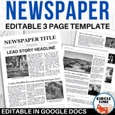 EDITABLE Newspaper Template 3pgs / School Newsletter / Stu