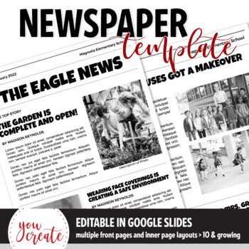 Preview of EDITABLE Newspaper Templates | Google Slides | Student News | 10 design options