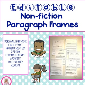 EDITABLE Non-Fiction Paragraph Frames by The ESL Guru | TPT