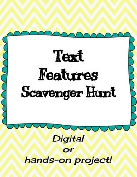 Preview of EDITABLE Nonfiction Text Features Scavenger Hunt- Digital and Paper