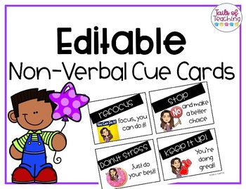 Preview of EDITABLE Nonverbal Cue Cards