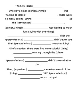 EDITABLE Noun Fill in the Blank Mad Lib by The Adventures of Miss Reynolds