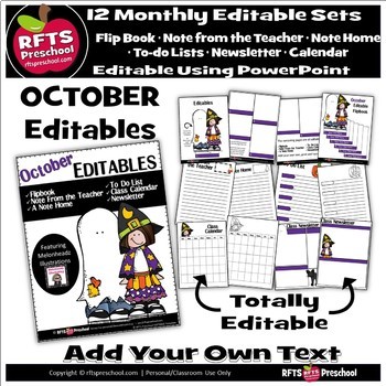 Preview of EDITABLE OCTOBER -FLIP BOOKS - MONTHLY NEWSLETTERS - CALENDARS  - TO-DO-LISTS