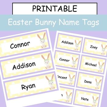 Preview of EDITABLE ON GOOGLE Easter Bunny Name Tags - Label