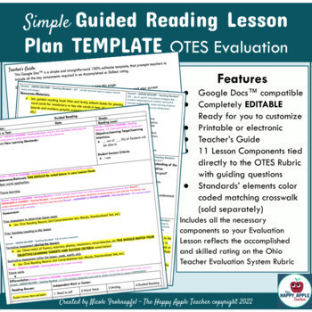 Preview of EDITABLE OTES 2.0 Guided Reading Lesson Plan Template to get Evaluation Ready