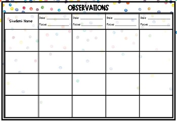 free downloadable templates for observation notes