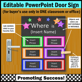Preview of Where are We Classroom Door Sign Where is the SLP Social Worker Principal Poster
