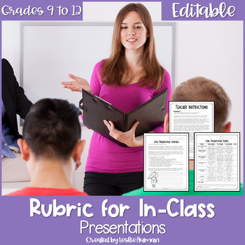 Preview of EDITABLE Oral Presentation Rubric for High School