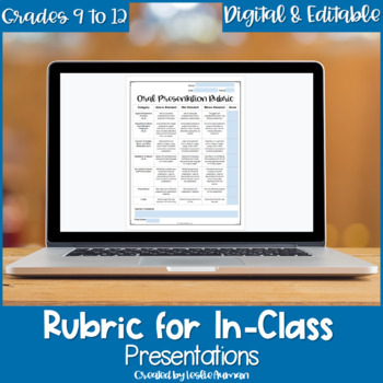 Preview of Google Slides™ EDITABLE Oral Presentation Rubric for High School