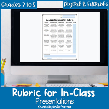 Preview of Google Slides™ EDITABLE Oral Presentation Rubric for Upper Elementary