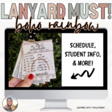 EDITABLE Organic Boho Rainbow Lanyard Schedule & Student I