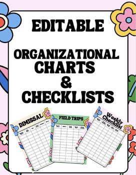 Preview of EDITABLE Organizational Checklists & Charts