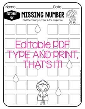 editable pdf missing number worksheets by miss mandy tpt