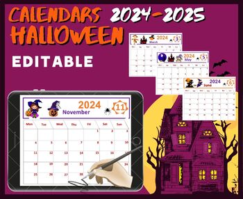 Preview of EDITABLE PLANNERS for wizards  The Halloween Planner 2024 -Editable Behavior Cal