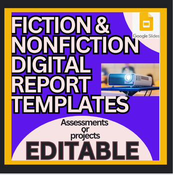 Preview of NONFICTION & FICTION GOOGLE SLIDE TEMPLATES editable digital Book Reports