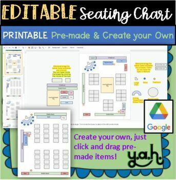 Preview of EDITABLE & PRINTABLE Classroom student seating chart organizer Google pre made