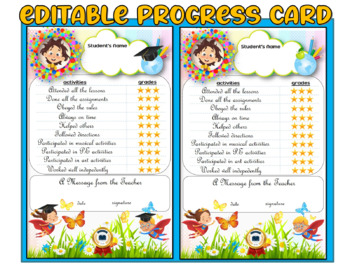 Preview of EDITABLE PROGRESS CARD