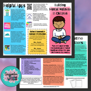 EDITABLE Parent Brochure on Mental Wellness in Children by Counselor Jess