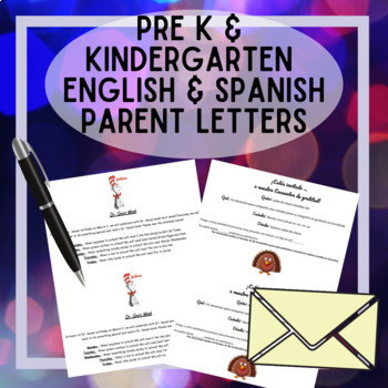 Preview of EDITABLE Parent Letters in English & Spanish for PreK & Kindergarten