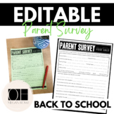 EDITABLE Parent Survey | Back to School, Getting to Know Y
