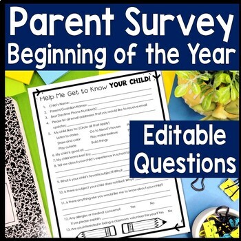 Preview of EDITABLE Parent Survey | Beginning of Year Parent Survey, Get to Know Your Child