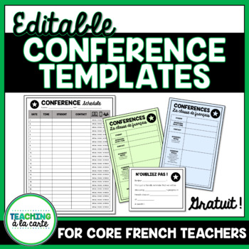 Preview of EDITABLE Parent Teacher Conference Templates for French