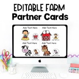 EDITABLE Farm Animals Partner Pairing Cards | Classroom Ma